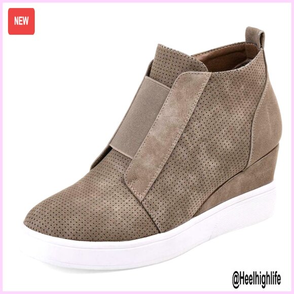 Women's Wedge Sneakers Platform Booties Hidden Heel Anti-Slip Rubber Sole